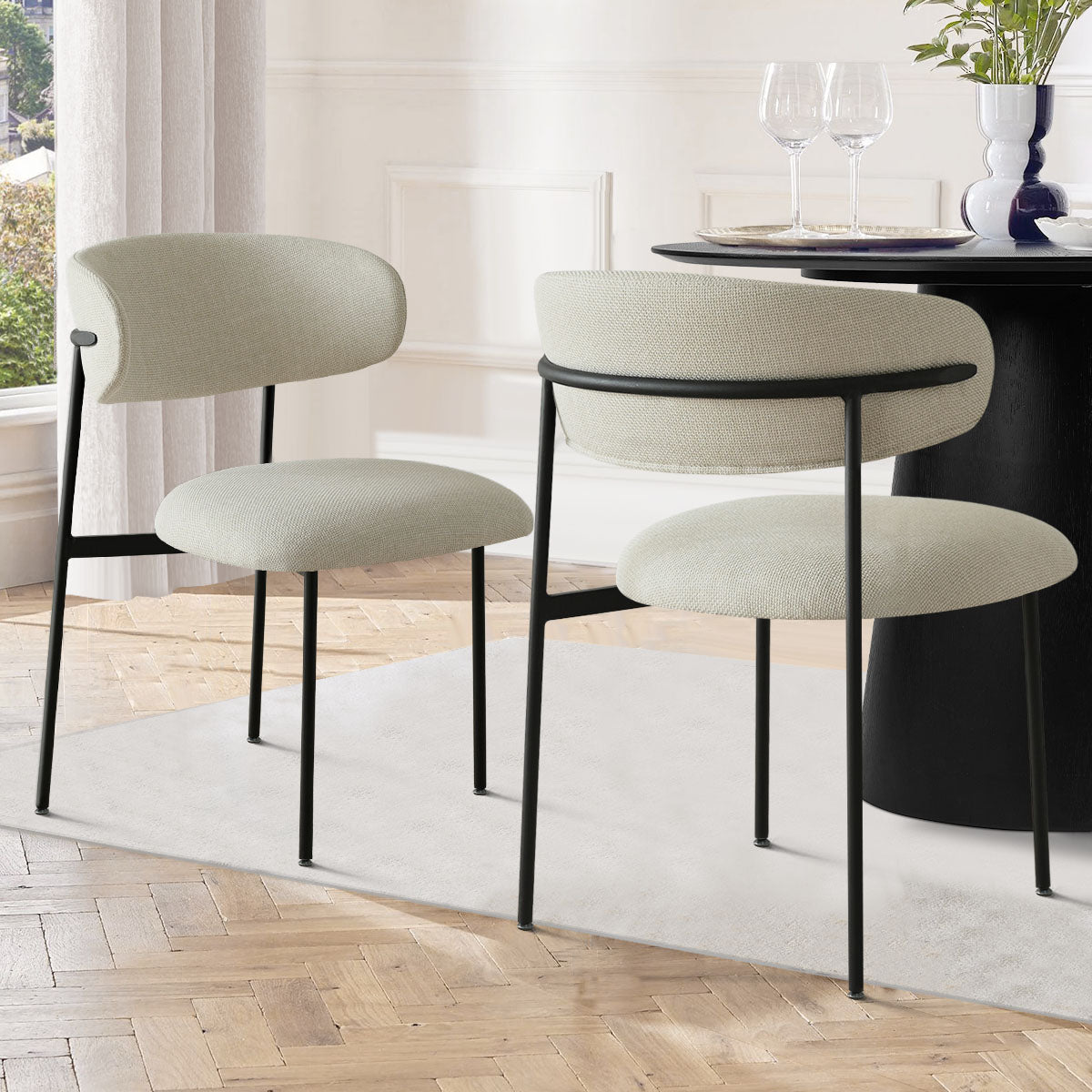 Modern Linen Dining Chair Set of 2-Tanpinhause