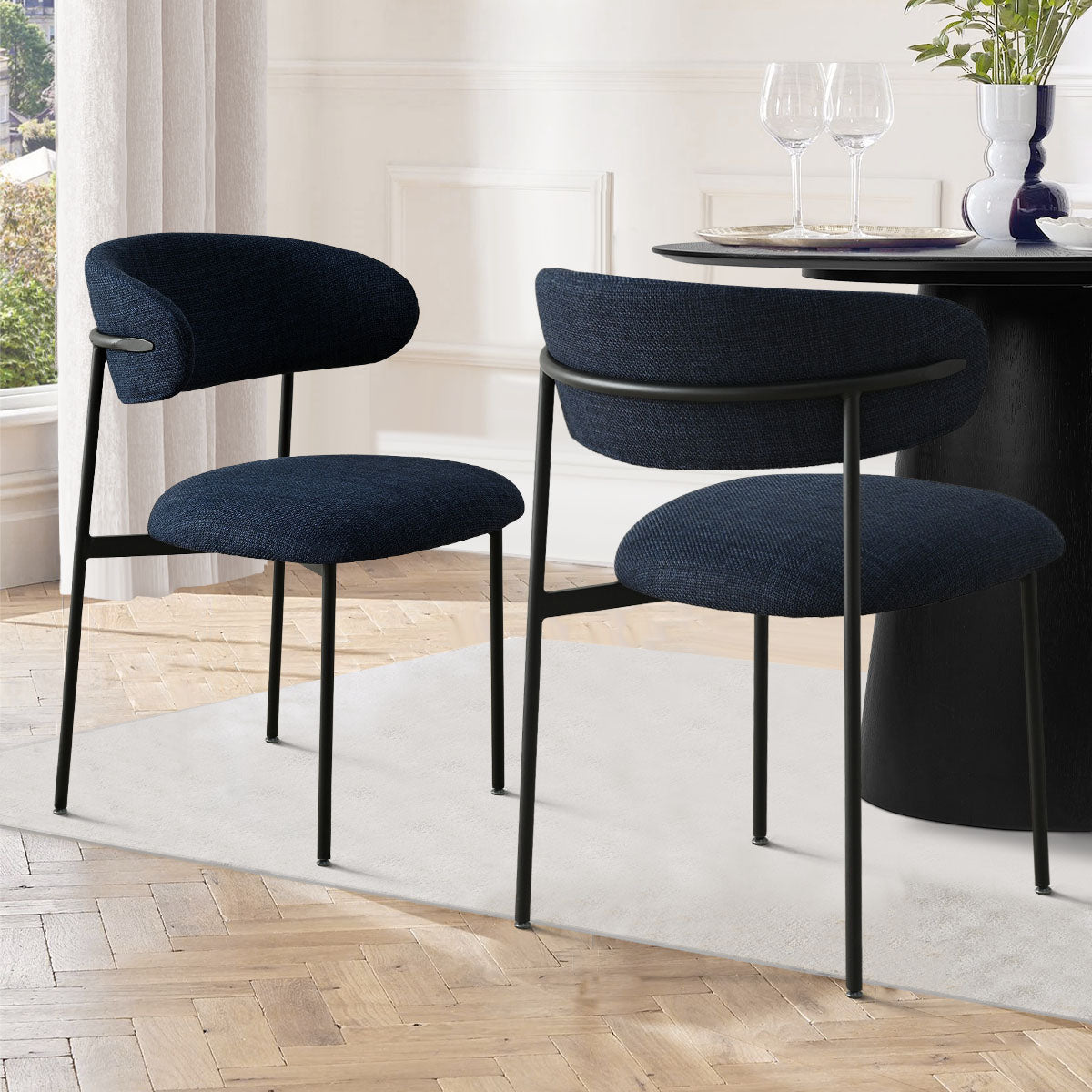 Modern Linen Dining Chair Set of 2