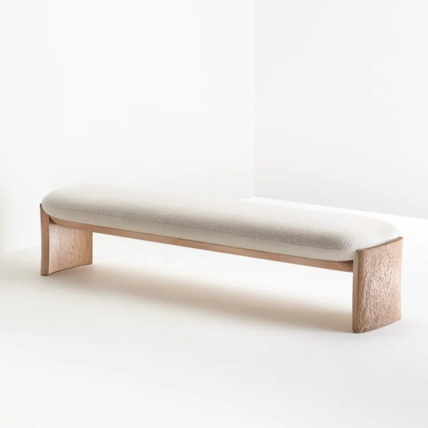 Rustic Wooden Bench with Curved Backrest-Tanpinhause