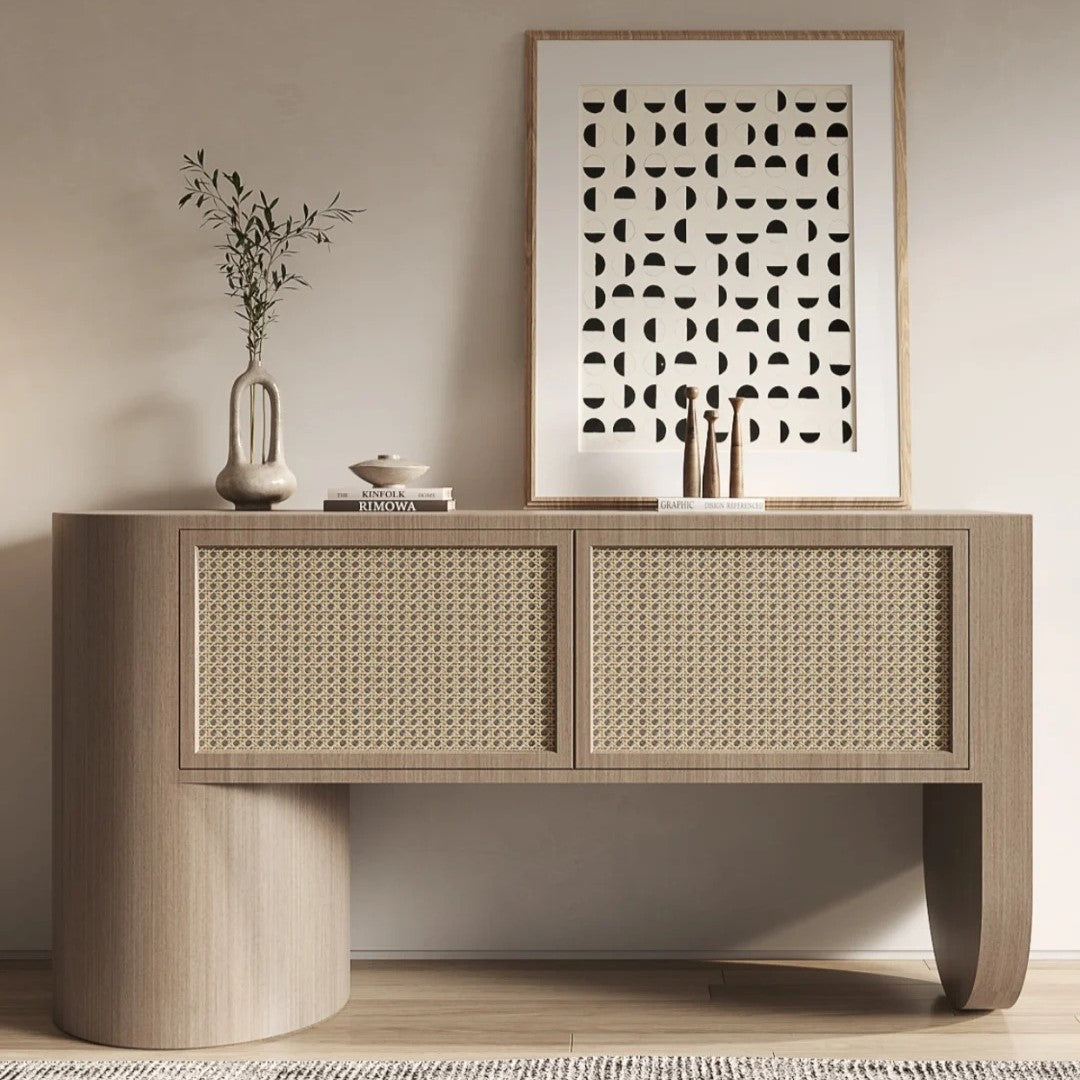 Vintage Wooden Cabinet with Intricate Carvings