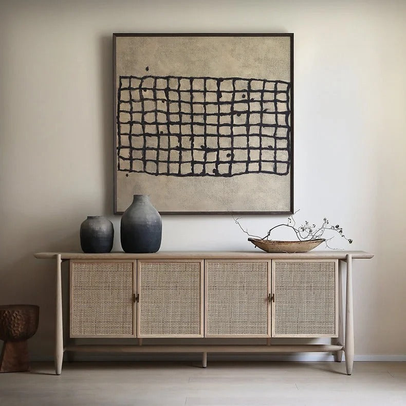 Contemporary Wooden Cabinet with Sliding Panels