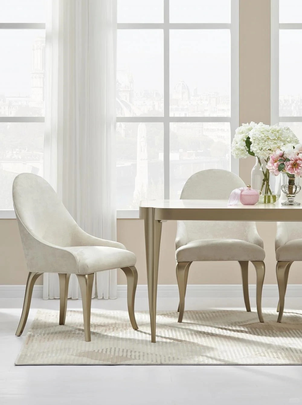 Modern Beige Splicing Eco-Friendly PU Leather Dining Chair Set of 2