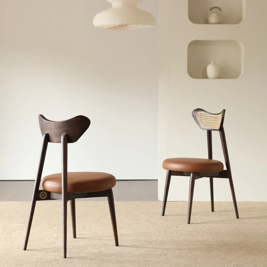 Contemporary Cane Back PU Leather Chair