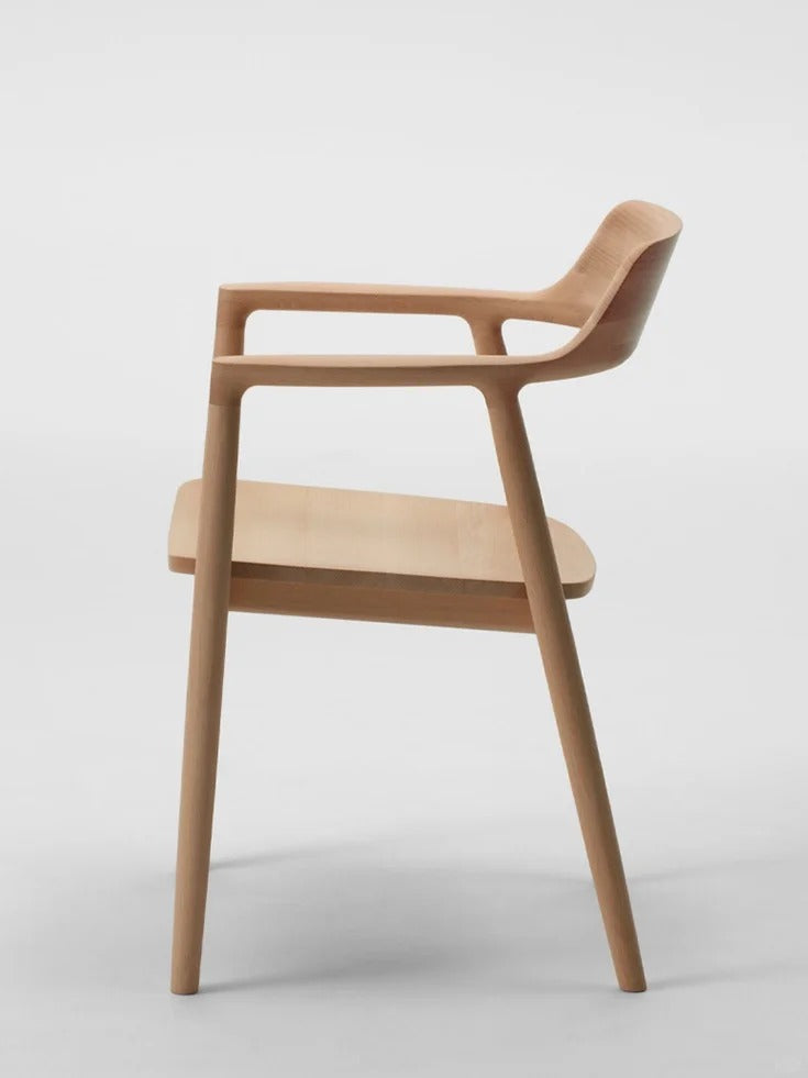 Modern Wooden Dining Chair with Curved Backrest