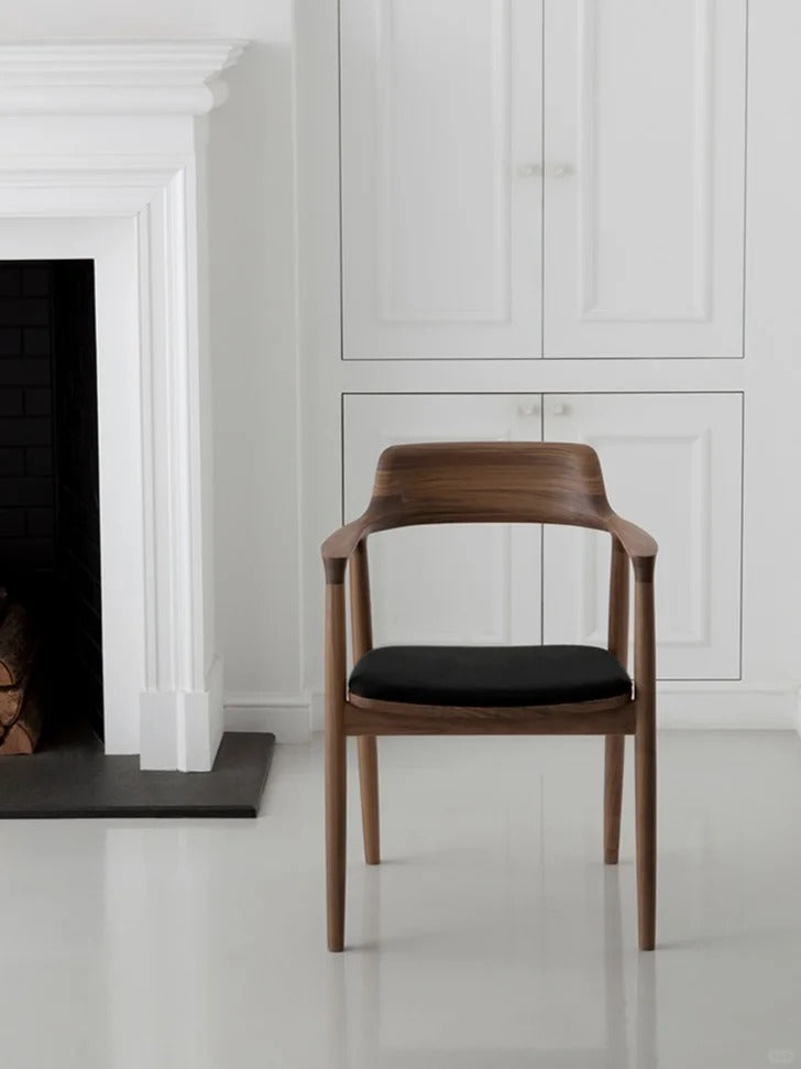 Modern Wooden Dining Chair with Woven Seat