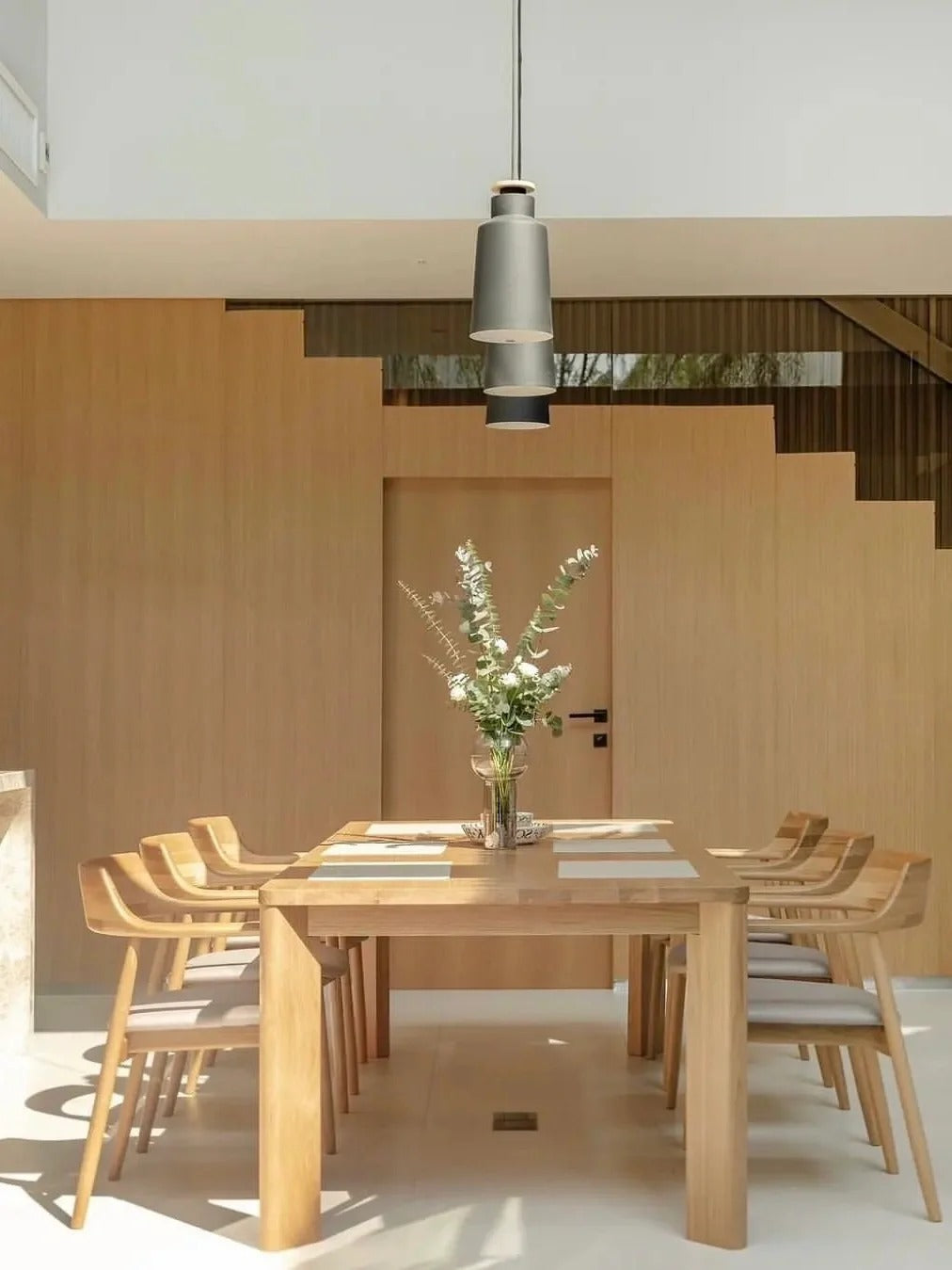 Elegant Dining Set with Natural Wood Finish