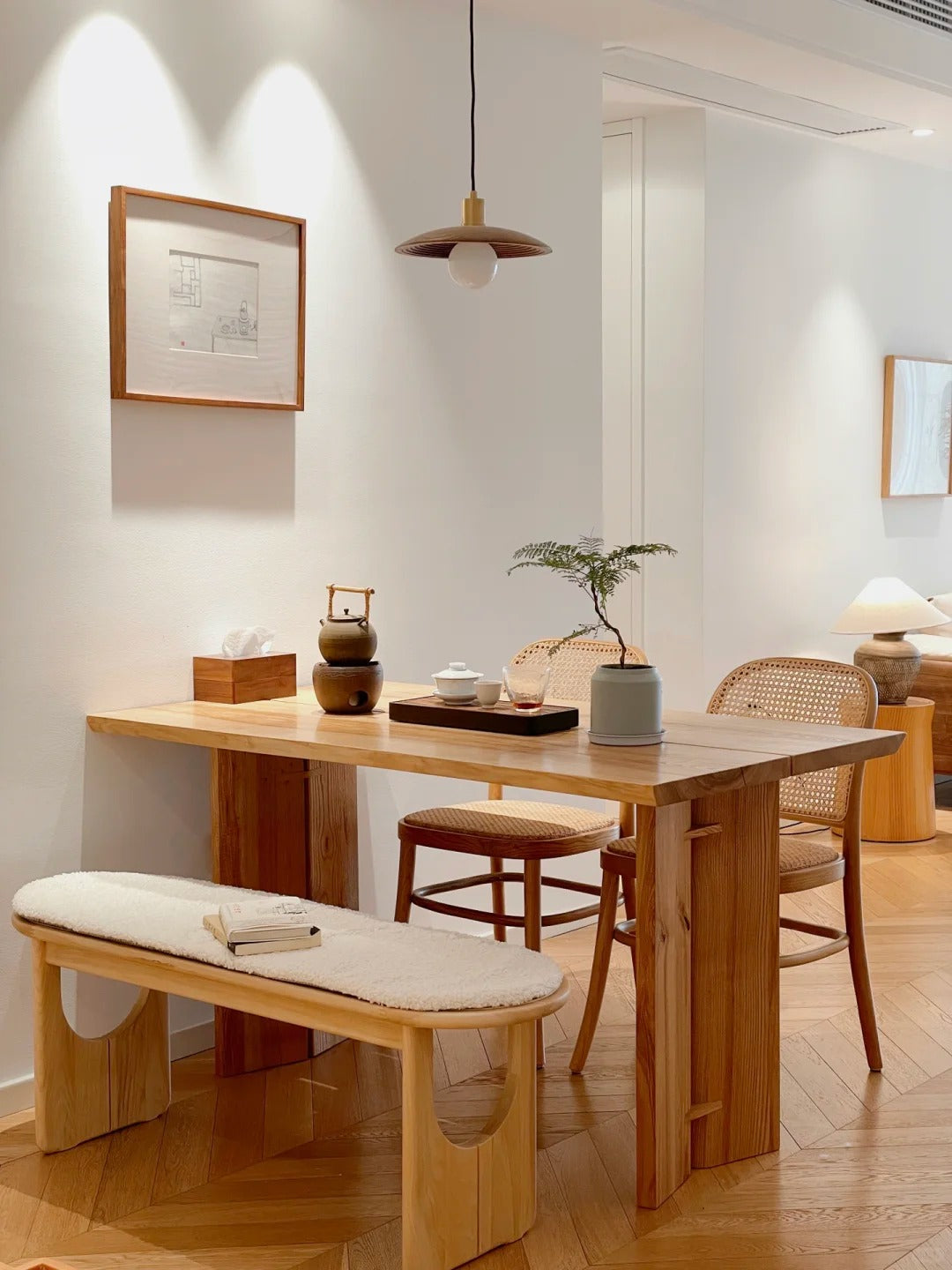 Wooden Dining Set with a Touch of Nature