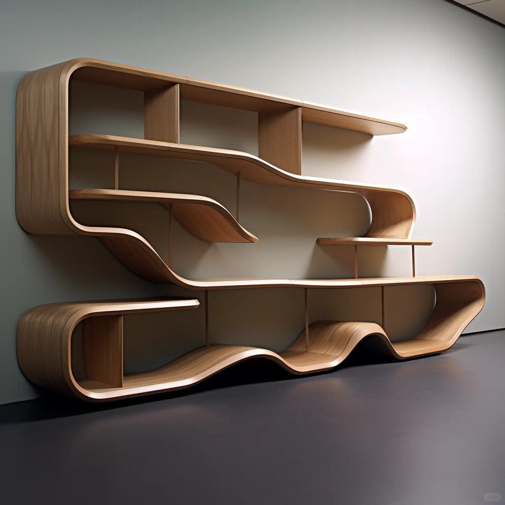 Contemporary Wooden Corner Shelf Unit