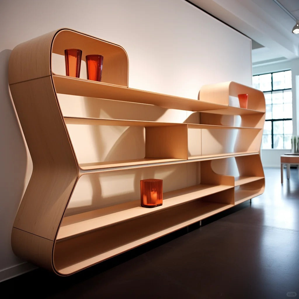 Contemporary Floating Wooden Wall Shelf with Drawer