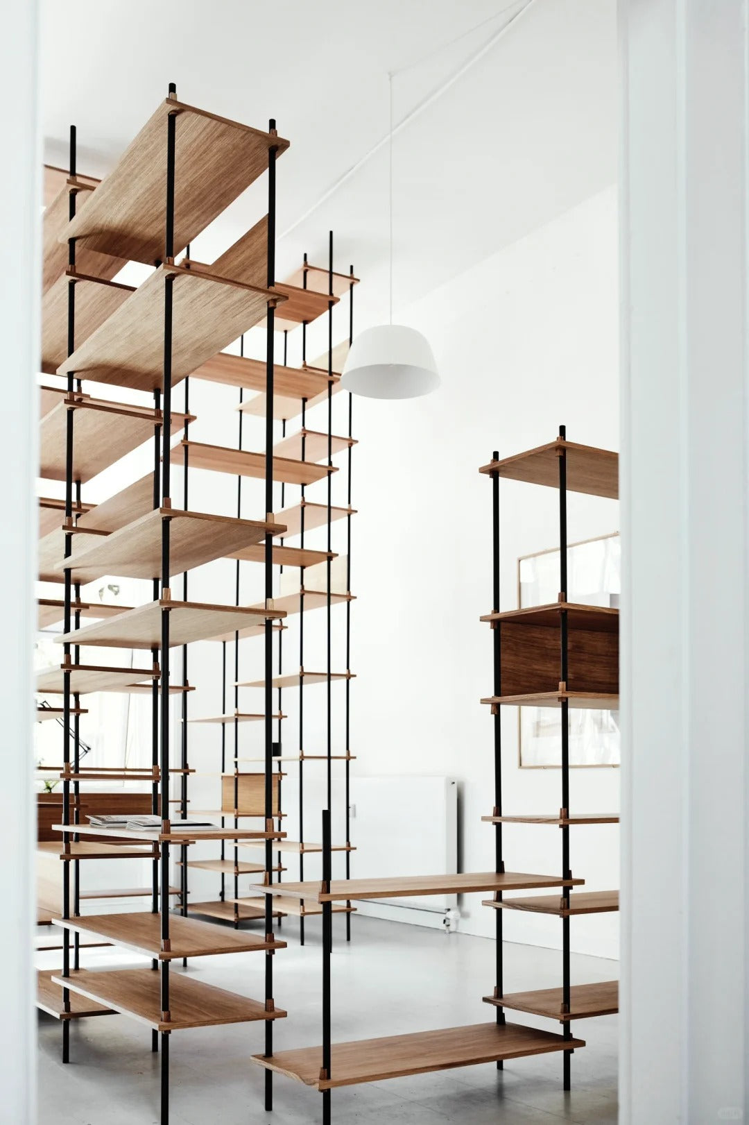 Contemporary Black Metal Grid Wall Shelving Unit