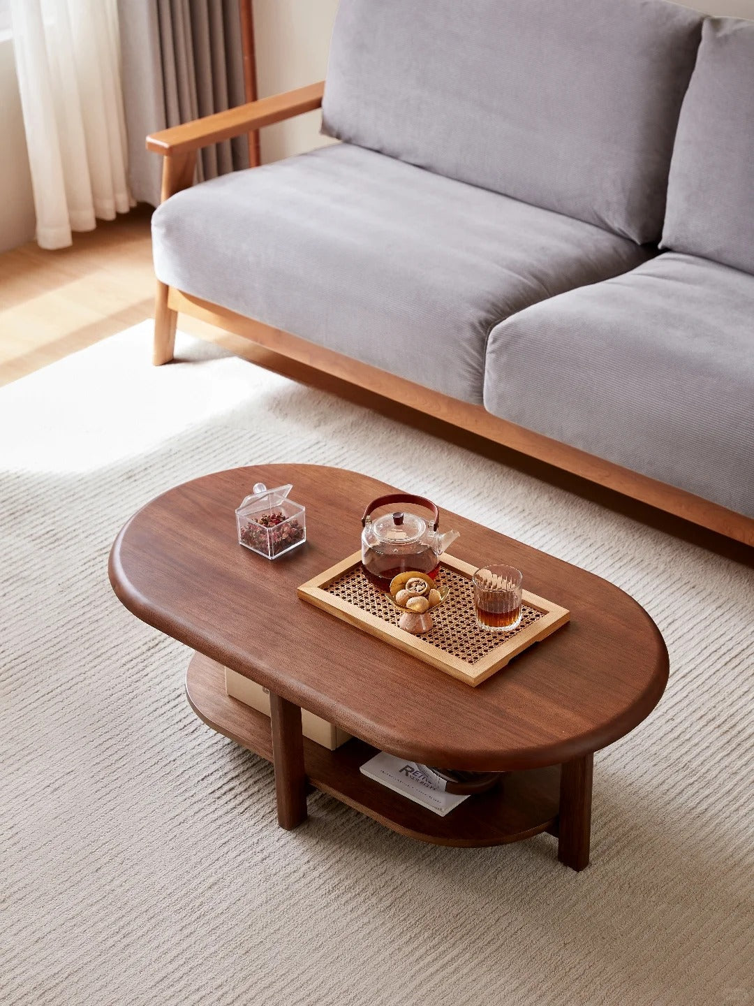 Elegant Walnut Coffee Table with a Touch of Tradition