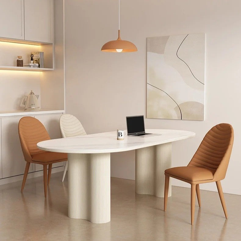 Elegant Marble Dining Table with Unique Flute