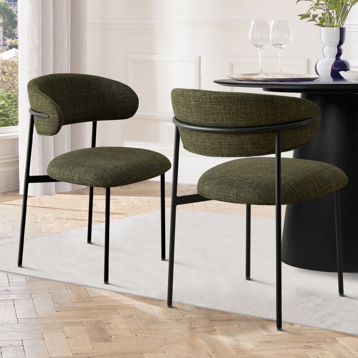 Modern Linen Dining Chair Set of 2