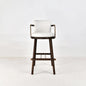 Modern Bar Stool with Dark Wood and White Cushioning