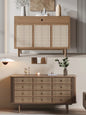 Rustic Wooden Cabinet with Woven Doors
