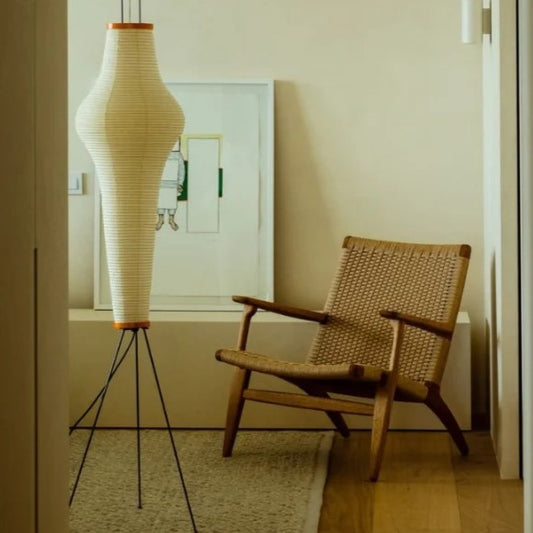 Mid-Century Modern Wooden Dining Chair with Woven Rope Seat