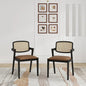 Modern Gray Stitching Eco-Friendly PU Leather Dining Chairs Set of 2