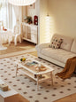 Elegant Coffee Table with Rattan Top and Shelf